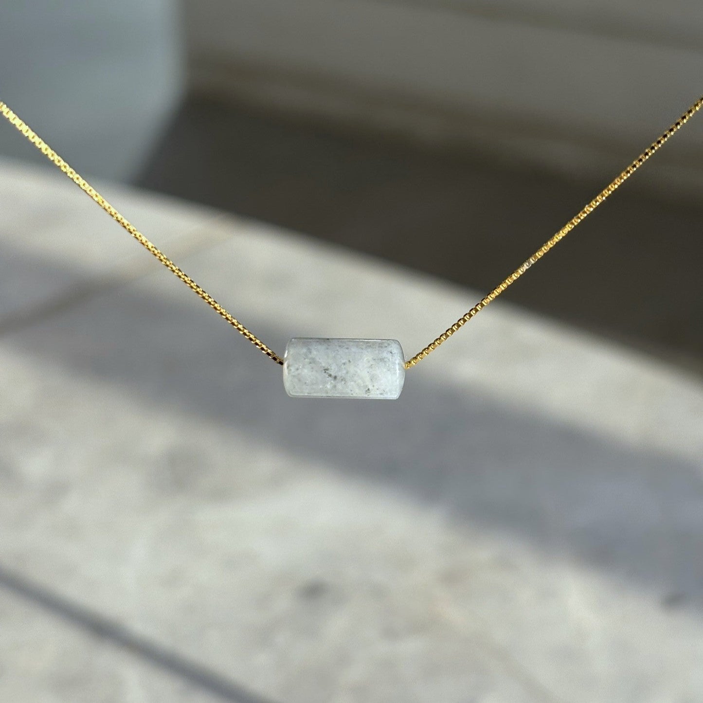 Ellery Barrel Necklace - Black Marble